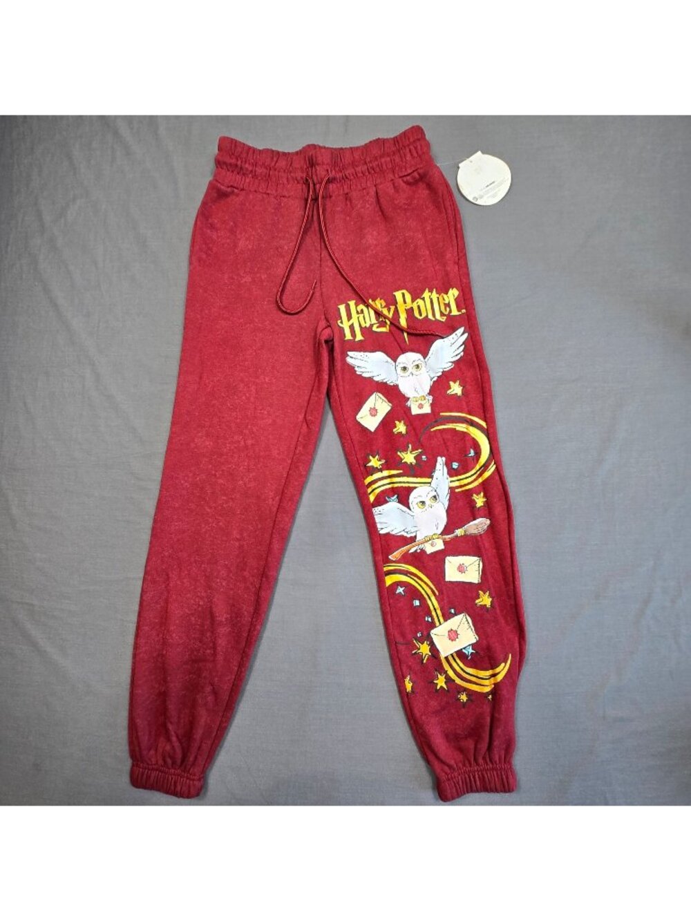 NEW Harry Potter XXS Womens Jogger Sweatpants Burgundy Elastic Waist Hogwarts - Picture 1 of 5